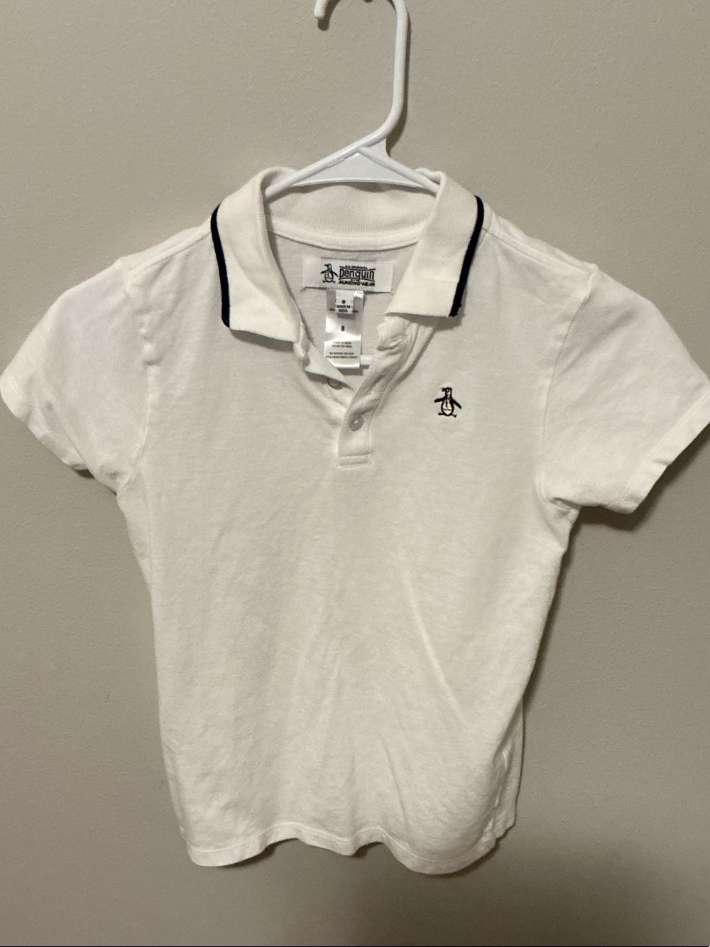 Original Penguin White Polo with Navy Trim Detail